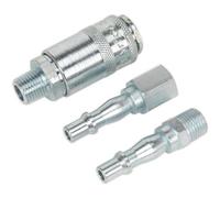 1/4 Inch BSP Air Tool Coupling Kit - Male Coupling Body - Male Female Adaptors