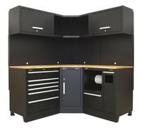 Versatile 1.7M Garage Corner Storage System With Oak Worktop