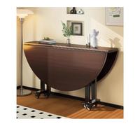 Versatile 150cm Round Drop Leaf Folding Dining Table - Extendable Walnut Farmhouse Style Kitchen & Living Room Space-Saving Furniture for Small Spaces