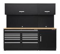 Versatile 2.3M Garage Storage Solution With Oak Worktop - Modular Units For Organized Spaces