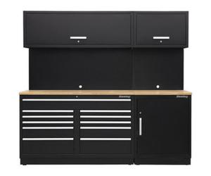Versatile 2.3M Garage Storage Solution With Oak Worktop - Modular Units For Organized Spaces