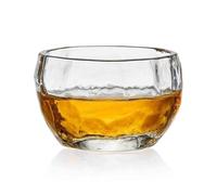 Versatile 2.8 Oz Small Hammer Pattern Glass Cup, Hand-Blown Clear Borosilicate Tea Tasting