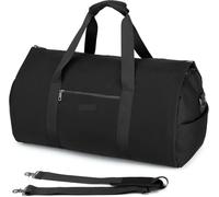 Versatile 2-in-1 Hanging Garment Bag** - Doubles as a Stylish Weekender Duffel with a Built-in Shoe Pouch. Ideal for Business Trips or Short getaways. Compact Carry-on Size. Black.