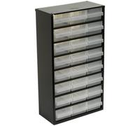 Versatile 24 Drawer Parts Cabinet - Heavy-Duty Black Storage Solution For Workshop