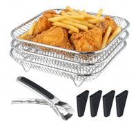 Versatile 3-Layer Stackable Air Fryer Shelf - Made of 304 Stainless Steel, Air Fryer Accessories for Cosori, Ninja, and Instant Air Fryers, 20 cm Grid Accessories