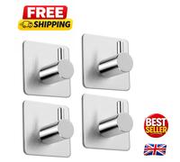 Versatile 4-Pack Stainless Steel Self-Adhesive Wall Hooks for Home Organization