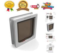 Versatile 4-Way Locking Cat Flap - Weather Resistant for UPVC and Wood, White