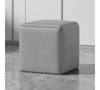 Versatile 5-in-1 Ottoman Foot Stool - Light Gray Cube with Swivel Casters for Living/Dining Room 45CM/17.7IN Space-Saving Sofa Chair & Storage Solution