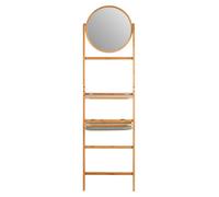 Versatile 5 Tier Towel Rack With Mirror, Integrated Mirror Towel Rack For Washroom, Foldable Toiletries Trays Premier Housewares Brown One Size