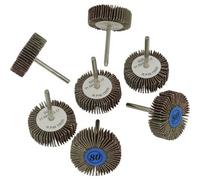 Versatile 7 Piece Rotary Tool Flap Wheel Set - 30mm Diameter With 60 & 80 Grit Wheels