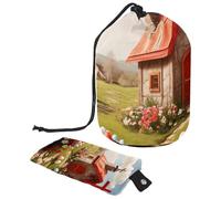 Versatile and Chic: The Ultimate Foldable Portable Cosmetic Bag for Women, Red Easter Cross House