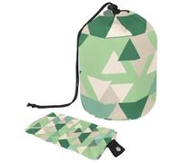 Versatile and Durable Large Barrel Makeup Bag - The Perfect Travel and Home Toiletry Storage Solution, Green Triangle Geometric