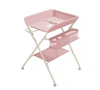 Versatile Baby Changing Station with 5 Adjustable Heights, Foldable Design, Mat & Toy Organization(Pink)