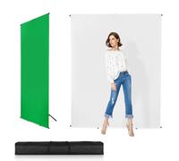 Versatile Backdrop Stand, 5x6.5ft Wrinkle-Resistant Collapsible Background Chromakey White & Green Screen for Photo Studio Video Shooting, Portrait Headshot Photography (2x1.5m 5x6.5ft)