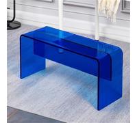Versatile Blue Acrylic Bench 39.4in Shoe Changing Stool Backless Lounge Chair for Living Room Bedroom Entryway & Stores - Modern Home Decor