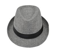 Versatile Casual Sunshade Four Seasons Hats Gifts Men's Fashion Top Hat Cotton Linen Solid Jazz English Gentleman(Grey)