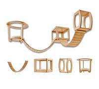 Versatile Ceiling-Mounted Cat Tree - Wooden Cat Tower with Shelves, Bridge, and Sleeper - Modular Design for Indoor Cats Novecrafto Natural One Size
