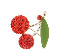 Versatile Cherry Brooch Accessories Eye-catching Green Zircon Jewellery Pin Charm for Casual and Formal Wear Green Zircon Decorated Brooch, Einheitsgröße, As described