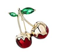 Versatile Cherry Brooch Accessories Eye-catching Green Zircon Jewellery Pin Charm for Casual and Formal Wear Green Zircon Decorated Brooch, Einheitsgröße, As described
