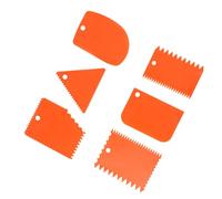 Versatile Clay Scraper Set with Ergonomic Handle for Sculpting - Plastic Tools for Soft Clay Crafting - Six-Piece Orange Sculpture Kit