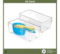 Versatile Clear Modular Kitchen Drawer Organizer Bin 10x20x8cm Set Pack of 2