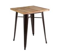 Versatile Copper Effect Side Table in Powder Coated Metal and Wood, Sturdy Small Table, Sleek Lounge Table Premier Housewares Natural One Size