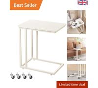 Versatile Cream White Side Table with Rolling Castors for Living Room or Bedroom