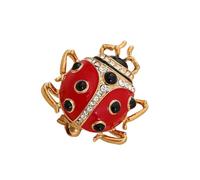 Versatile Crystal Studded Ladybirds Pin Handmade Drop Oil Animal Badge For Dresses Coats And Special Occasion Attire Trendy Women's Accessory