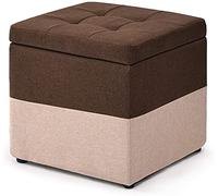 Versatile Cube Ottoman Sto Footstool Upholstered Fabric with Hind Lid Space Saving Toy Box & Footrest Slish Brown 40x40x40cm Home Décor Solut