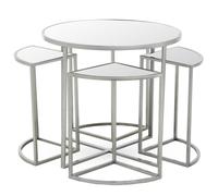 Versatile Design 5Pc Silver Finish Iron Tables, Industrial Design Bedroom Table, Everyday Use Lounge Table Premier Housewares Silver One Size