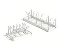 Versatile Expandable Lid Organizer with Adjustable Dividers for Cookware in Kitchen HIPS Material 1 Unit (White)