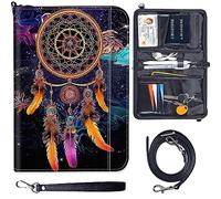 Versatile Family Passport Holder Wallet, Premium Leather Passport Holder with RFID Blocking, Detachable Straps and Travel Document Organizer Clutch Bag for Women men, Bee, Dreamcatcher, Modern