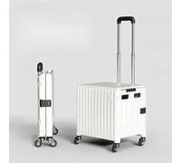 Versatile Folding Cart for Stairs, Teacher's Utility Trolley, Gray Shopping Wagon, Portable Tool Box, 47L Large 4-Wheel All-Purpose Cart