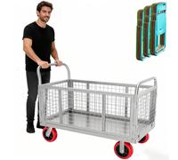 Versatile Folding Chair Cart with Handles, Sturdy Chair Storage Rack Trolley, Foldable Chair Placement Dolly, Heavy Duty Steel Flatbed Cart for Grocery Moving