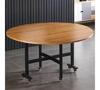 Versatile Folding Drop Leaf Dining Table with Wheels Compact Round Kitchen Table Extendable Small Desk for Space Saving Ideal for Dining & Work Use