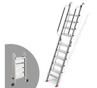 Versatile Folding Step Ladder for Attic, Bed, Basement, or Warehouse - Durable Aluminum with Non-Slip Features(Silver,9step)