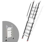 Versatile Folding Step Ladder for Attic, Bed, Basement, or Warehouse - Durable Aluminum with Non-Slip Features(Black,8step)
