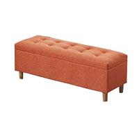 Versatile Folding Storage Bench - Linen Fabric with Hinged Lid, Solid Wood Legs, Ideal Shoe Changing Stool & Mass Storage Solution for Bedroom & Living Room Seating