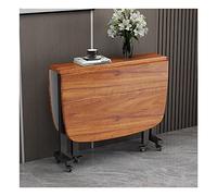 Versatile Folding Table with 6 Wheels Round Metal Frame Dining Table Sturdy Thick Top Kitchen Table Space-Saving for 4-8 People Perfect for Home and Events