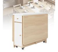 Versatile Folding Wooden Table,Size: 1.2/1.5/1.6m, Height: 74cm, Width: 80cm, With Universal Wheels,Accommodates 4-8 People, for Small Apartment, Kitchen, RV,150×80×74,B