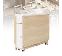 Versatile Folding Wooden Table,Size: 1.2/1.5/1.6m, Height: 74cm, Width: 80cm, With Universal Wheels,Accommodates 4-8 People, for Small Apartment, Kitchen, RV,120×80×74,B