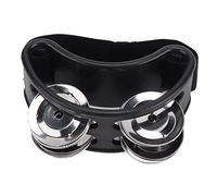 Versatile Foot Tambourine Shaker with Elastic Nylon Strap - Metal Jingle Bell Percussion Instrument Accessory - Ideal for Drum or Guitar Sessions, Black (Black)