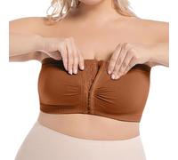 Versatile Front Closure Wireless Strapless Bra for Women Seamless Comfort Support Everyday Wear Bandeau Tube Top Non-Padded Stretchy Design