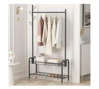 Versatile Garment Rack with Shoe Bench & Storage Shelf 2-Tier Coat Stand for Entryway Metal Frame Stylish Black Finish (80x33x188cm)