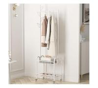 Versatile Garment Rack with Shoe Bench & Storage Shelf 2-Tier Coat Stand with Metal Frame for Entryway White (50 x 33 x 188 cm) - Space-Saving