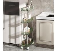 Versatile Green Acrylic Rolling Storage Cart 3 4 Tier Mobile nizer for Bathroom Kitchen Office & Laundry Room Stylish Utility Shelving Cart 15"D x 5.1"W x 37.2"H