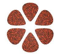Versatile Guitar Picks 6 Pack Animal Print Tiger Stripe, Celluloid Semi-Round for Mandolin, Bass & Guitars, Light/Medium/Heavy Gauges