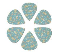 Versatile Guitar Picks 6 Pack Atlas Map Of World Blue, Celluloid Semi-Round for Mandolin, Bass & Guitars, Light/Medium/Heavy Gauges