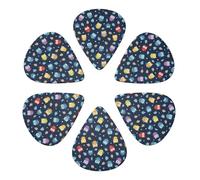 Versatile Guitar Picks 6 Pack Cute Owl, Celluloid Semi-Round for Mandolin, Bass & Guitars, Light/Medium/Heavy Gauges