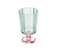 Versatile Hand Blown Footed Drinking Glasses, 7.5Oz Colored Flower Shaped Goblets for Juice Cold-Drink Wine Champagne(Green)